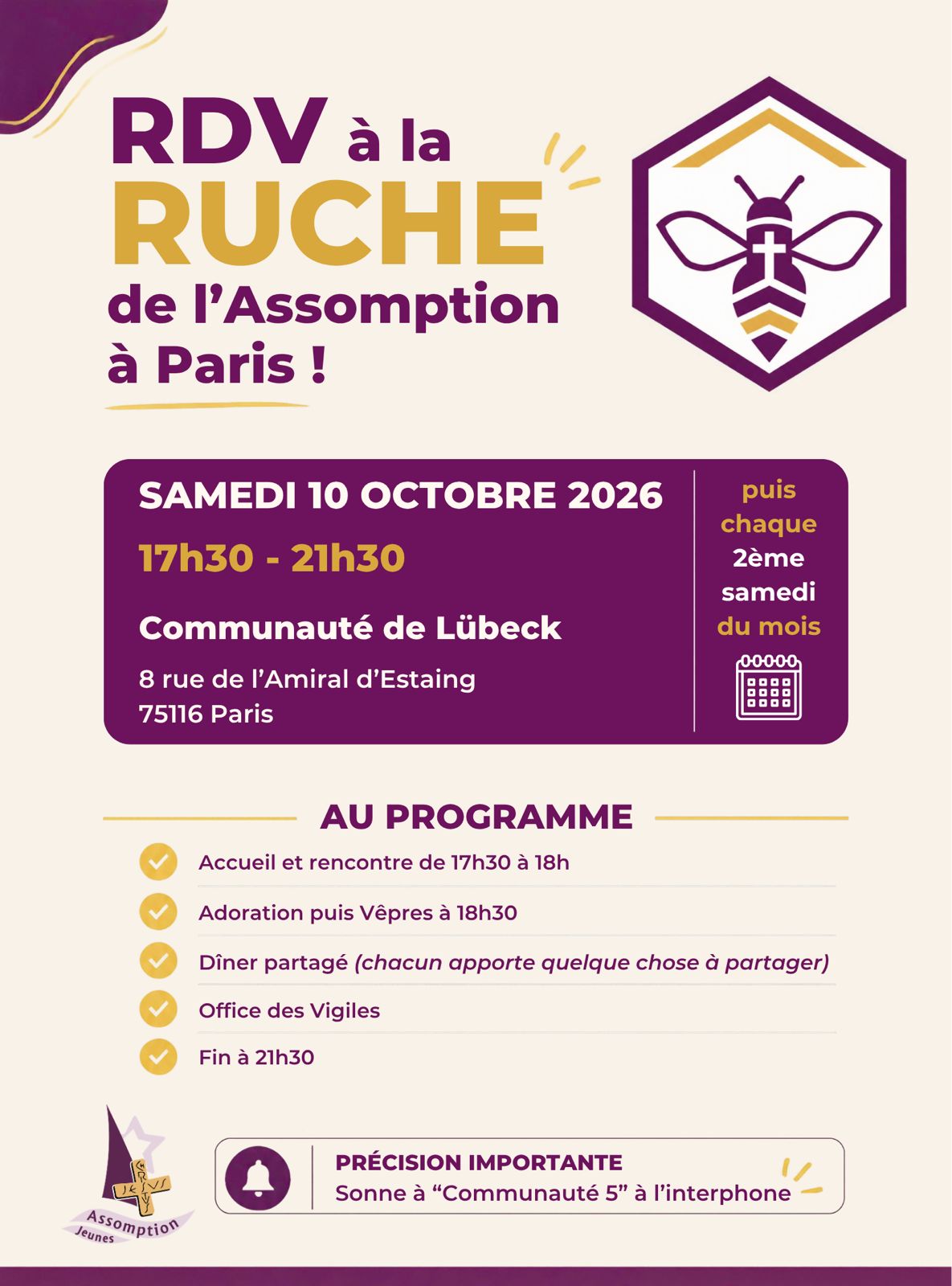 RDV à la ruche Assomption Paris Lubeck
